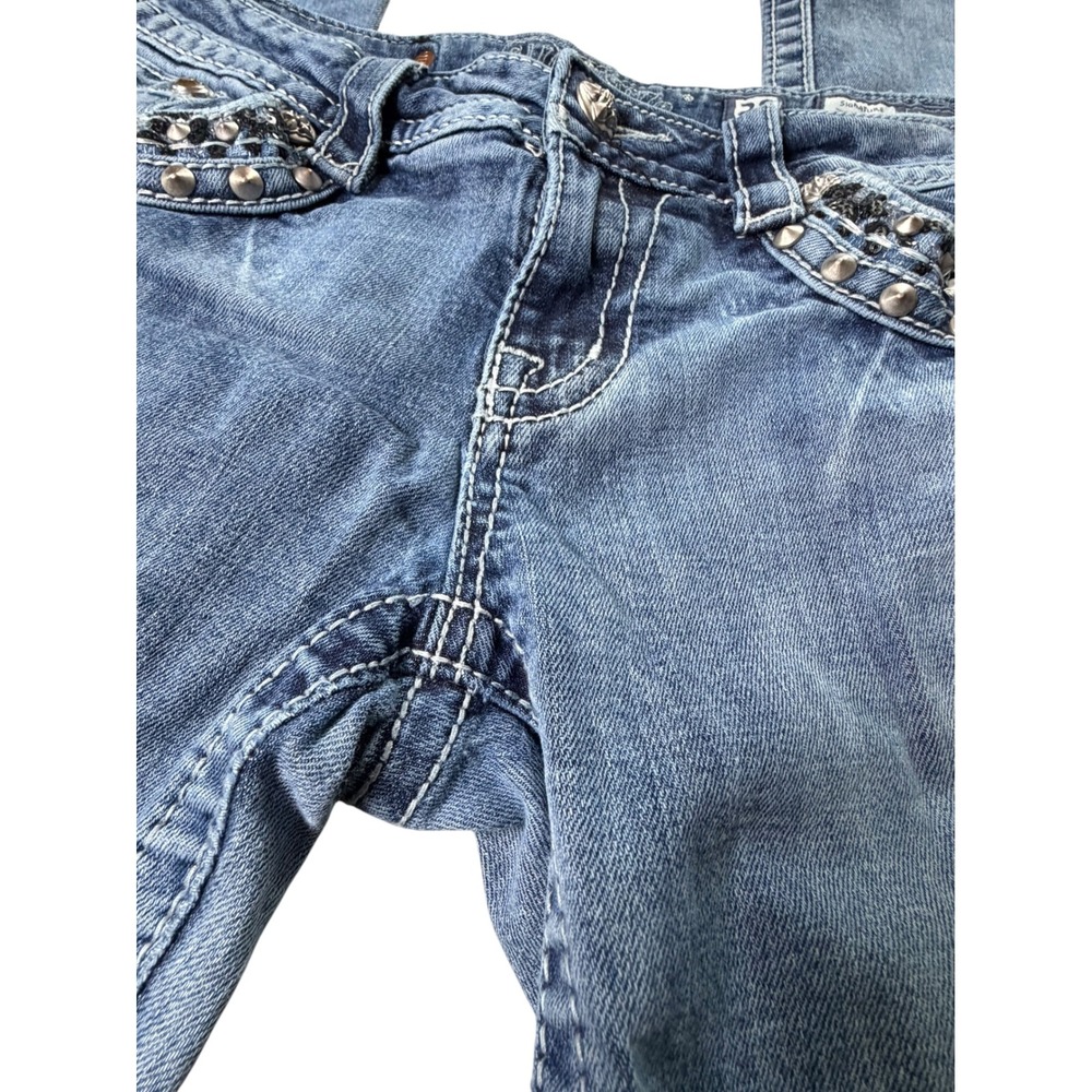 Miss Me Signature Skinny Jeans 28 Studded Sequin Embellished Y2K McBling Denim - Picture 5 of 5